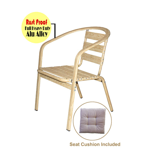 Aluminium Chair Oak Colour Stackable