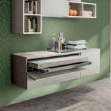 Double-leg pull-out drawer table system with 1540 mm adjustable extension.