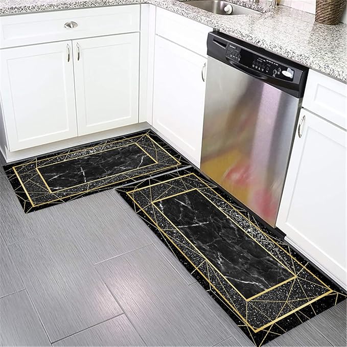 Two anti-slip floor mats in a combo set, featuring a small mat (38 x 58 cm) and a large mat (48 x 68 cm). 