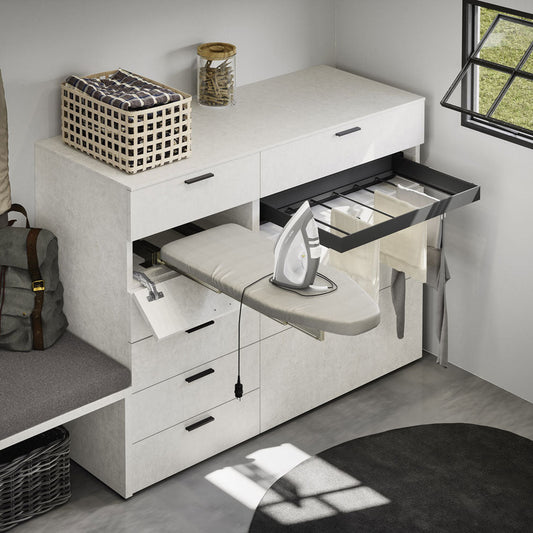 Compact foldable pull-out ironing board for drawer installation