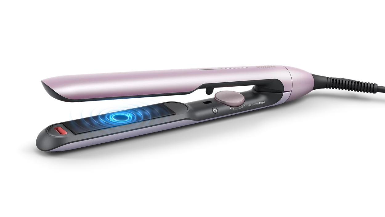 Philips 5000 Series Hair Straightener BHS530/00 with ThermoShield technology, argan-oil infused plates, and 2x ionic care for smooth, shiny, and frizz-free hair