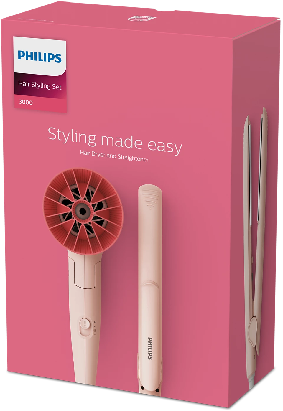 Philips Combo Pack BHP398/00 with 1600W hair dryer and keratin-infused straightener for fast, healthy, and precise styling