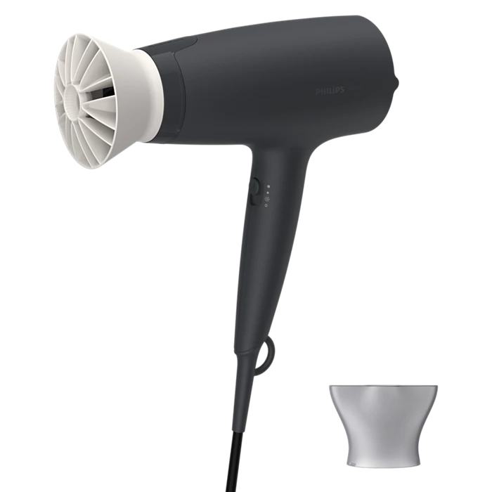 Philips 1600W Hair Dryer BHD302/13 with ThermoProtect, cool air function, and slim nozzle for precise styling