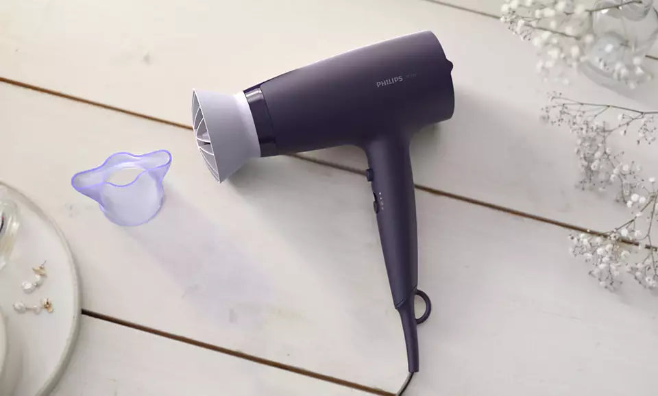 Philips 2100W Hair Dryer BHD340/10 with ThermoProtect, 6 settings, and slim nozzle for precise styling