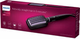 Hair straightening brush with tourmaline ceramic coating, ThermoProtect technology, two temperature settings, and a 1.8m swivel cord for smooth, frizz-free hair.