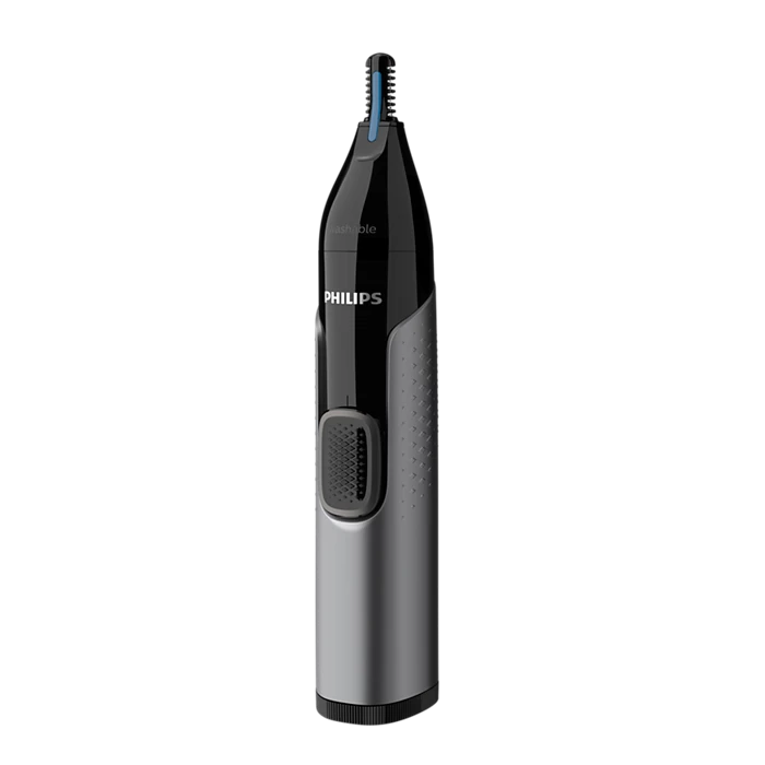 Philips NT3650/16 Nose, Ear & Eyebrow Trimmer with Protective Guard System, dual-sided precision blade, and textured handle for comfortable, safe, and efficient grooming