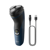 Philips S1151/00 Shaver 1000 Series with ComfortCut blades, 3D floating heads, waterproof design, 40 minutes cordless use, ergonomic handle, and one-touch open for easy cleaning, offering fast, clean, and comfortable wet or dry shaving.