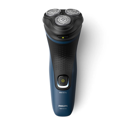 Philips S1151/00 Shaver 1000 Series with ComfortCut blades, 3D floating heads, waterproof design, 40 minutes cordless use, ergonomic handle, and one-touch open for easy cleaning, offering fast, clean, and comfortable wet or dry shaving.