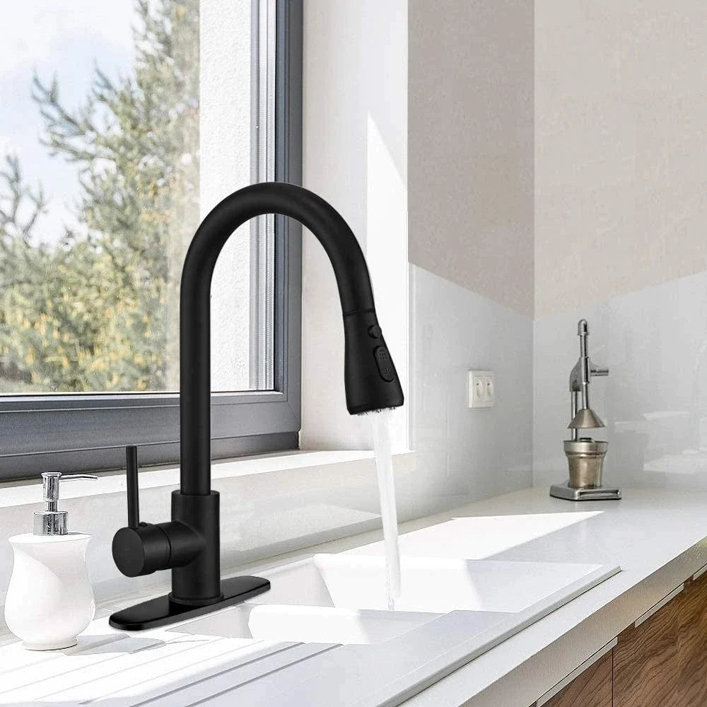 Stylish Kitchen Pull Out Mixer Steel in Brushed Nickel and Black Finish.