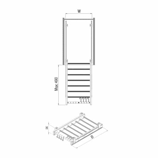 Compact and durable wardrobe storage rack for trousers and pants, measuring 510x510x115 mm.