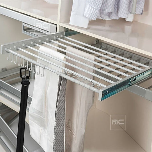 Compact and durable wardrobe storage rack for trousers and pants, measuring 510x510x115 mm.