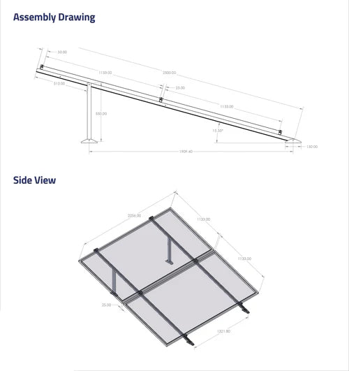 Adjustable stand supporting 2 solar panels (150W-220W) for efficient solar power setups.