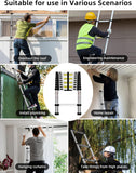 Elevate Your Work with Space-Saving Convenience and Safety, Invest in quality. Invest in convenience. Invest in the Full Aluminum Telescoping Ladder today and enjoy a lifetime. Make your purchase now and experience the difference!