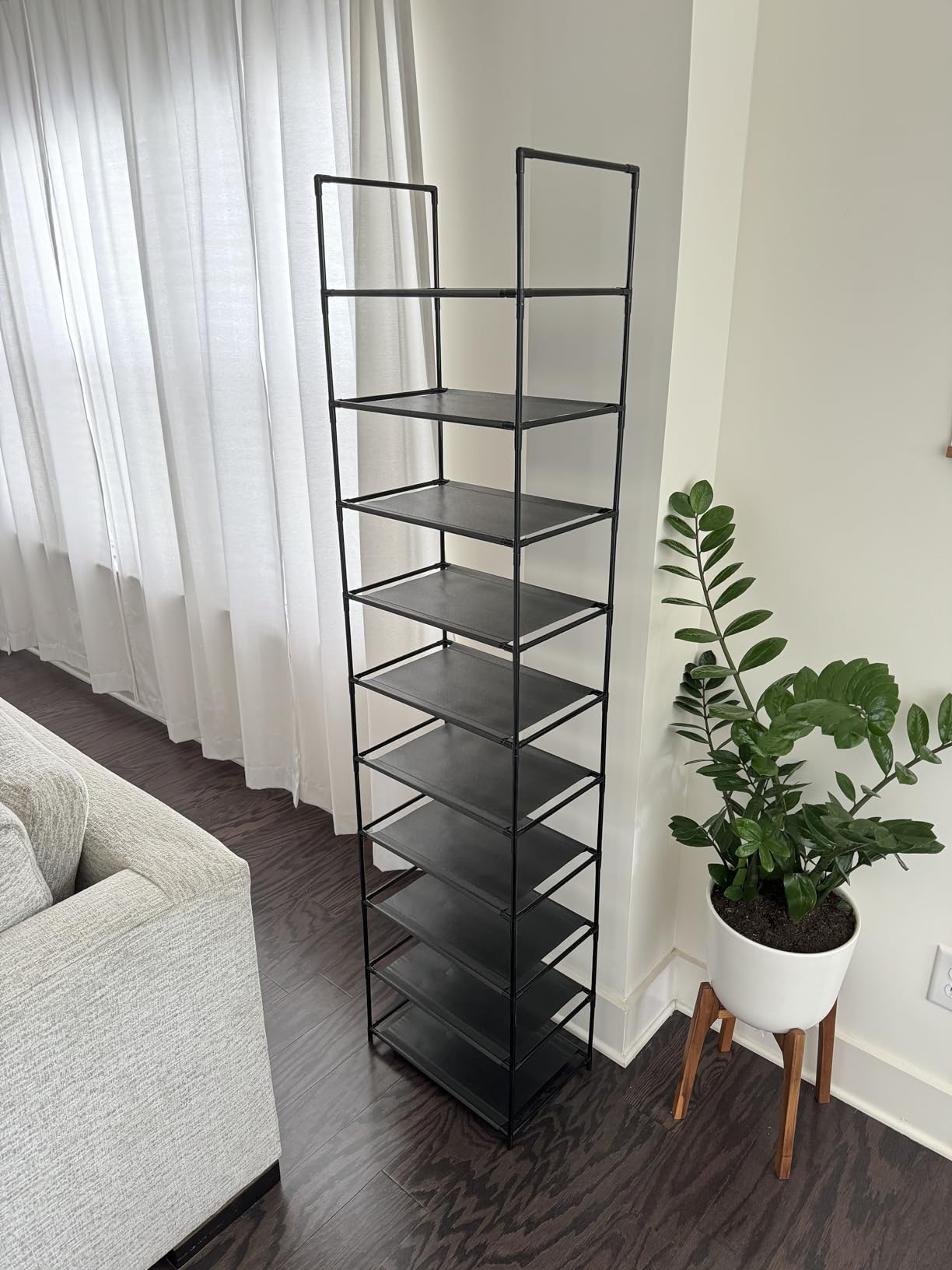 10-Tier Shoe Rack  High Capacity & Space-Saving ideal for Closets and Entryways, 6 Feet Height.