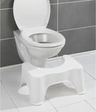 Toilet Foot Stool for Adults & Kids, space-saving design, made from high-quality food-grade material, easy to clean, sustainable, provides perfect colon alignment to relieve bowel-related issues, minimalistic design suitable for any bathroom, lightweight and easy to move, dimensions: 17.5 x 11.2 x 8.4 inches.