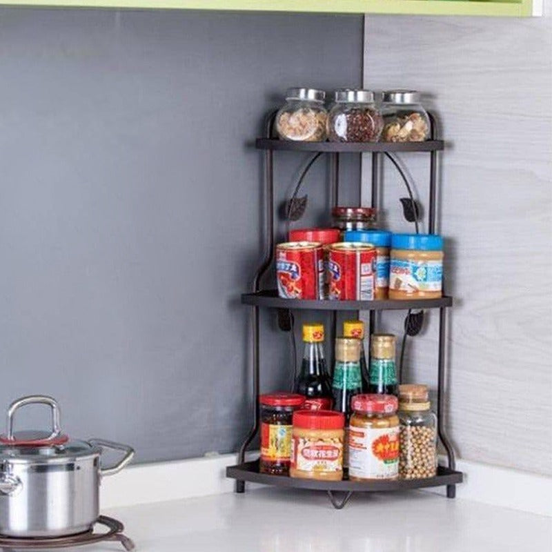 Steel Kitchen Corner Rack with 3 Compartments