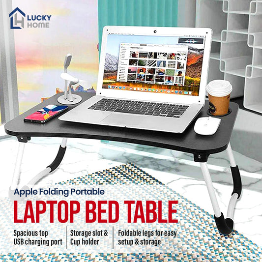 Apple Folding Portable Laptop Bed Table Desk with USB Charging Port