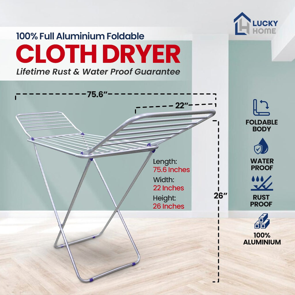 KiMy Homes Premium Aluminium Foldable Clothes Drying Stand with 16 Fol