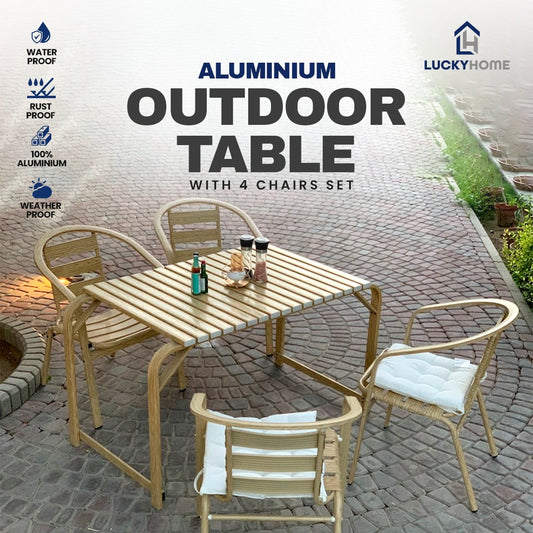 Aluminium Outdoor Table With 4 Chairs Set