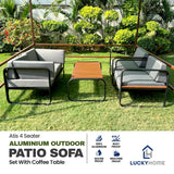 Atis 4 Seater Aluminium Outdoor Patio Sofa Set with Coffee Table