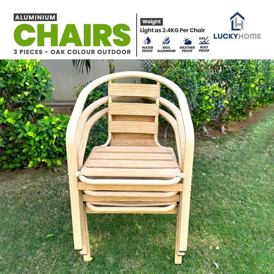 Aluminium Chair - 3 Pieces - Oak Colour