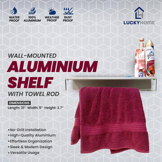 AluScape™ Wall-Mounted Aluminum Shelf with Towel Rod