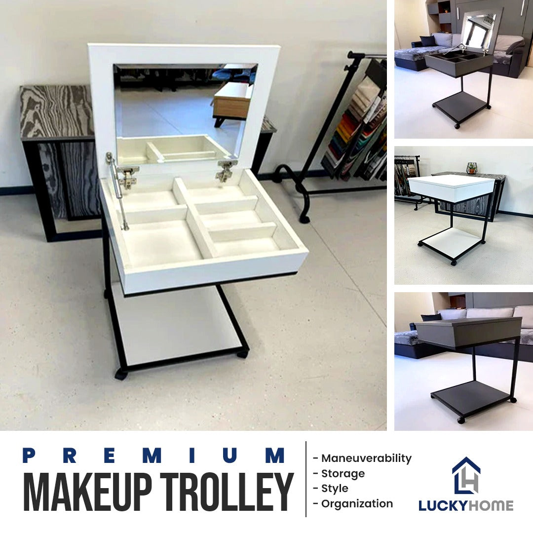 Premium Makeup Trolley, Professional Makeup Artist Rolling Case, Portable Makeup Station, The Ultimate Makeup Caddy on Wheels with 5 shelves.