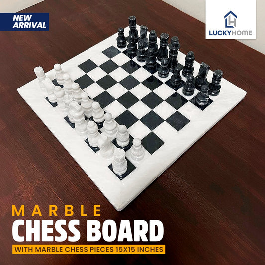 Marble Chess Board with Marble Chess Pieces 15x15 inches