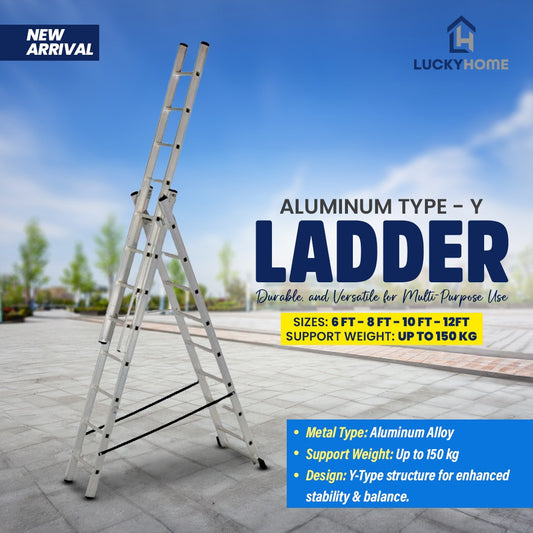 Aluminum Type Y Ladder: Lightweight, Durable, and Versatile for Multi-Purpose Use (6ft to 12ft)