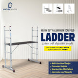 Heavy Duty Aluminum Scaffold Ladder with Adjustable Heights