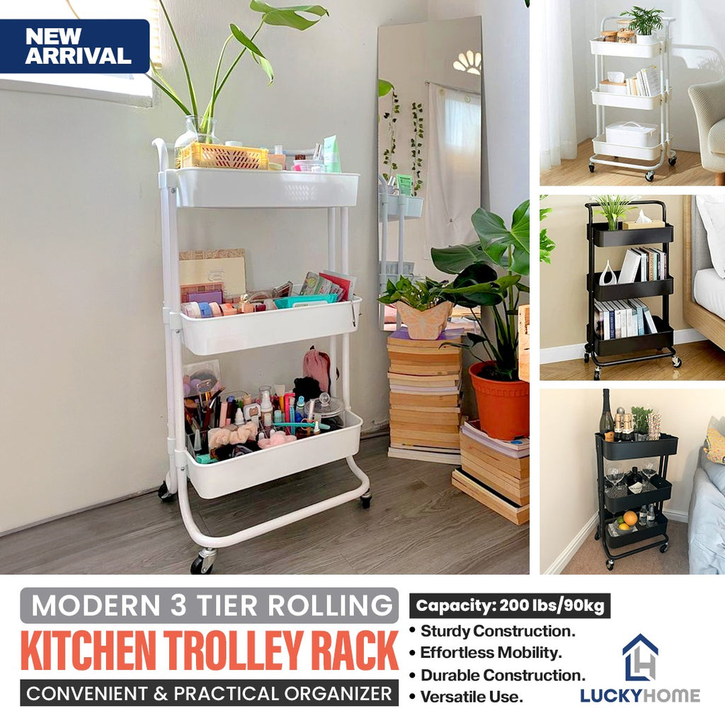 Modern 3 Tier Rolling Kitchen Trolley Rack – Convenient and Practical ...