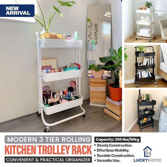 Modern 3 Tier Rolling Kitchen Trolley Rack – Convenient and Practical Organizer