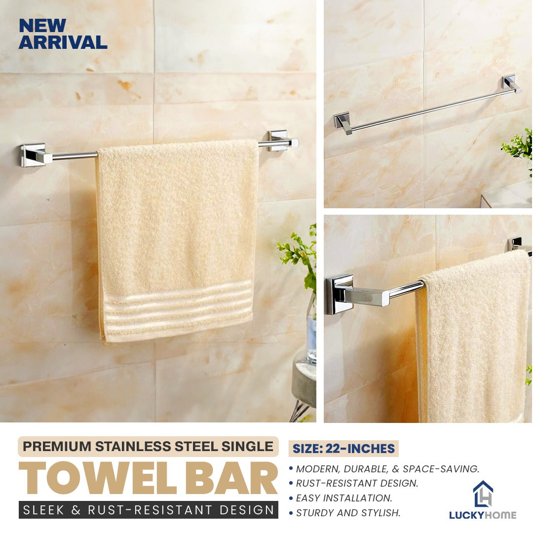 Premium Stainless Steel Single Towel Bar – Sleek & Rust-Resistant Design