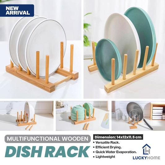 Multifunctional Wooden Dish Rack & Lid Holder – Elegant Kitchen Organizer for Drying Cups and Utensils