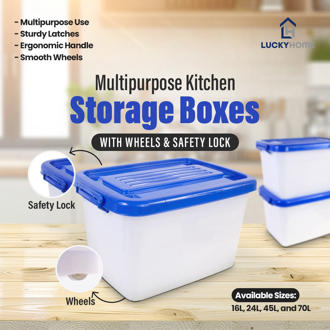 Multipurpose Kitchen Storage Boxes with Wheels & Safety Lock – Roller Organizer