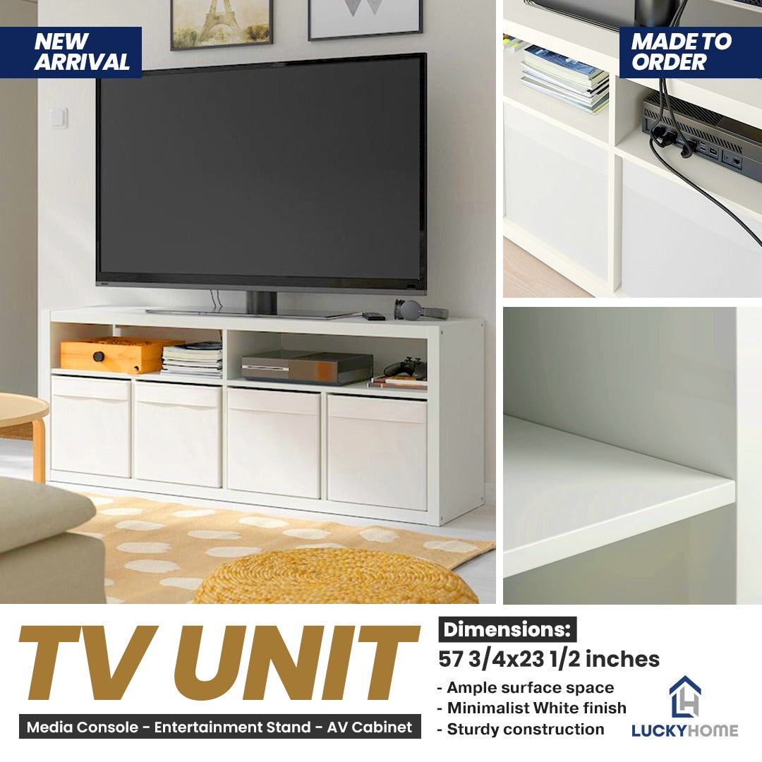 White TV Unit / Media Console / Entertainment Stand / AV Cabinet