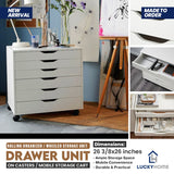 White Drawer Unit on Casters / Mobile Storage Cart / Rolling Organizer / Wheeled Storage Unit