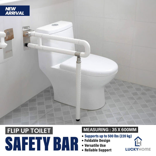 Flip Up Toilet Safety bar, Foldable Toilet Grab Bar Handicap Handrails for disabled (supports up to 220Kg)