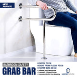 Stainless Steel Bathroom Safety Grab Bar with Floor Support – Wall-Mounted Handrail for Elderly & Disabled