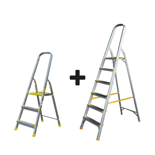 Aluminum Ladder Set: 3 Steps & 6 Steps