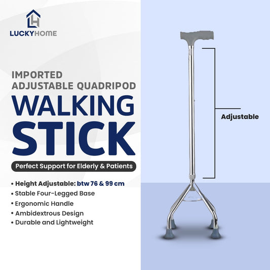 Imported Adjustable Quadripod Walking Stick – Perfect Support for Elderly & Patients