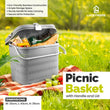 Bamboo Picnic Basket with Handle and Lid – Eco-Friendly Outdoor Storage Basket.