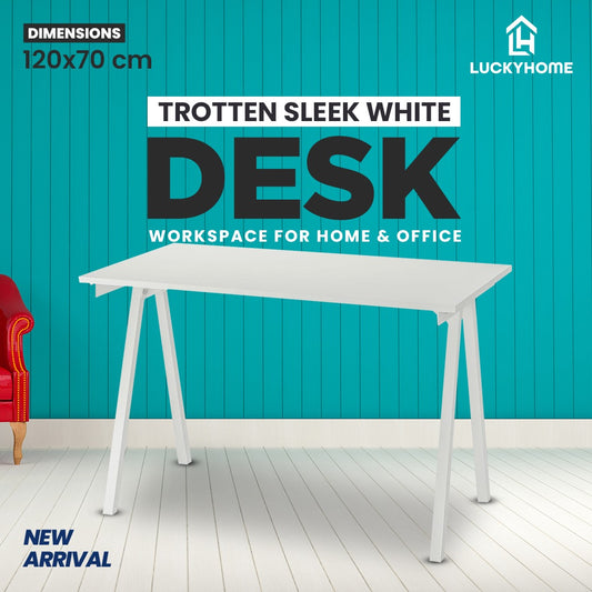 TROTTEN Sleek White Desk, Modern and Functional Workspace For Home & Office.