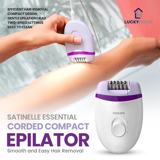 Philips BRE225/01 Satinelle Essential Corded Compact Epilator - Smooth and Easy Hair Removal (10% Advance Payment Required)