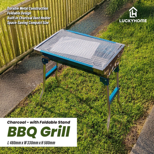 Charcoal BBQ Grill with Foldable Stand