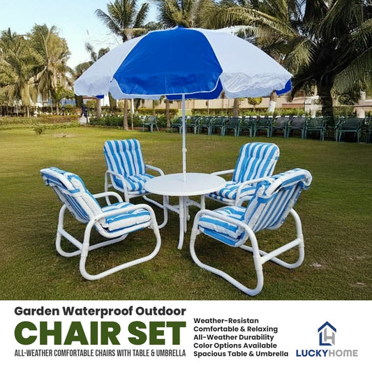 Garden Waterproof Outdoor Chair Set – All-Weather Comfortable Chairs with Table & Umbrella