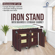 Iron Stand with Drawer & Storage Cabinet | Spacious 4ft x 2ft Wooden Ironing Table with Wheels