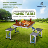 Aluminum Portable Folding Picnic Table – Wooden Style 4-Person Travel Table