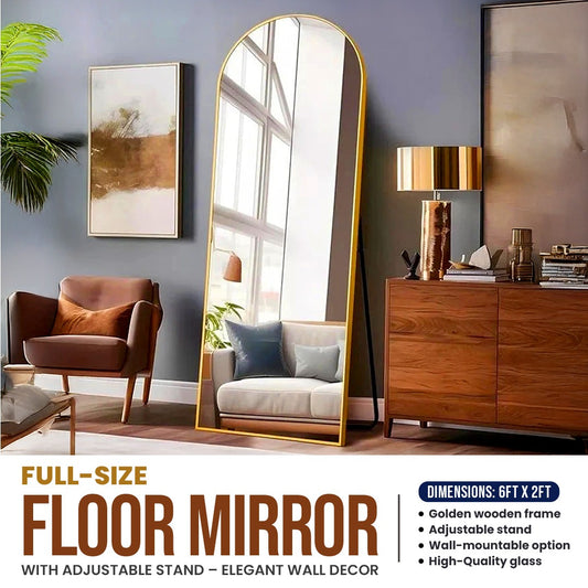 Full-Size Floor Mirror with Adjustable Stand – Elegant Wall Decor - 6ft x 2ft