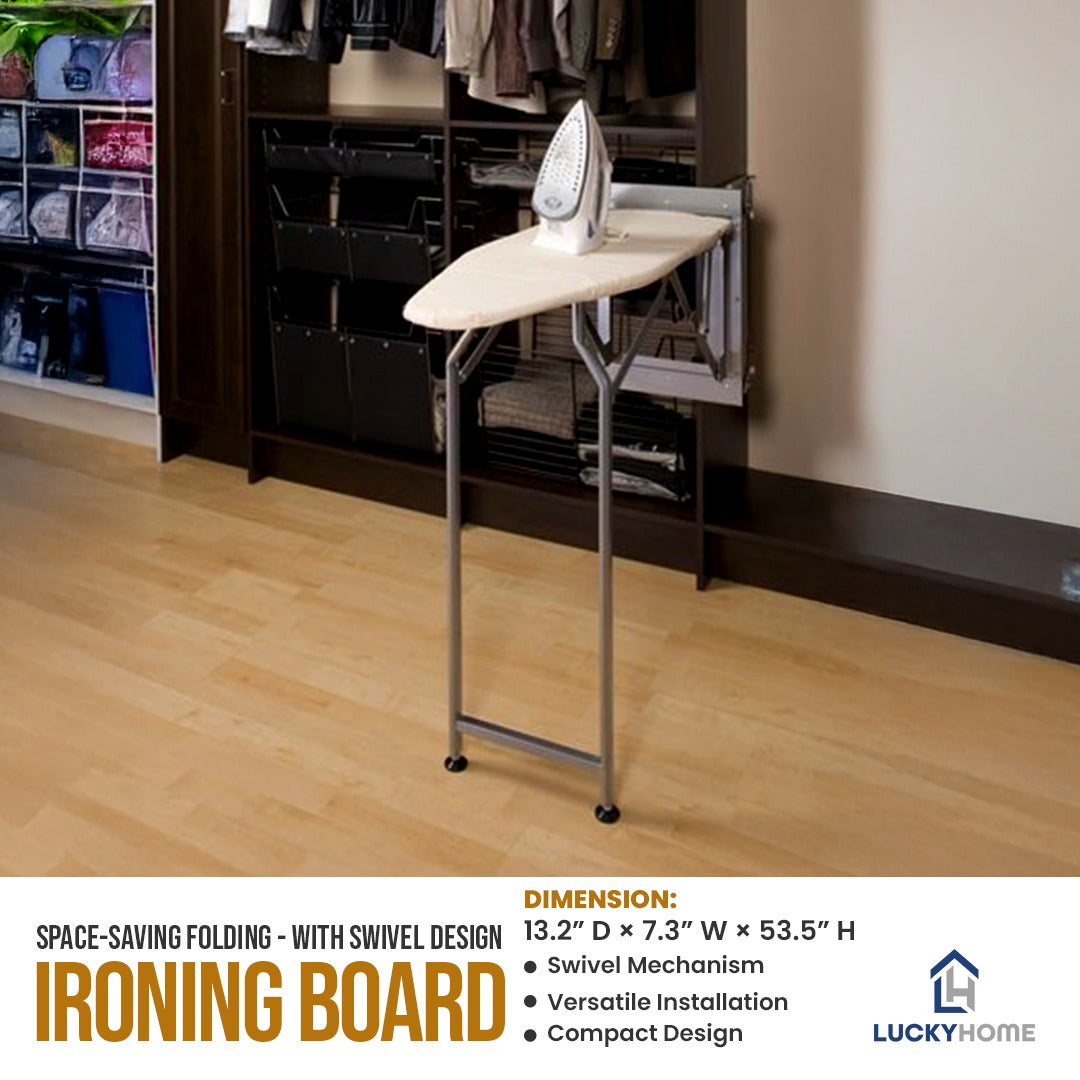 Space-Saving Folding Ironing Board with Swivel Design